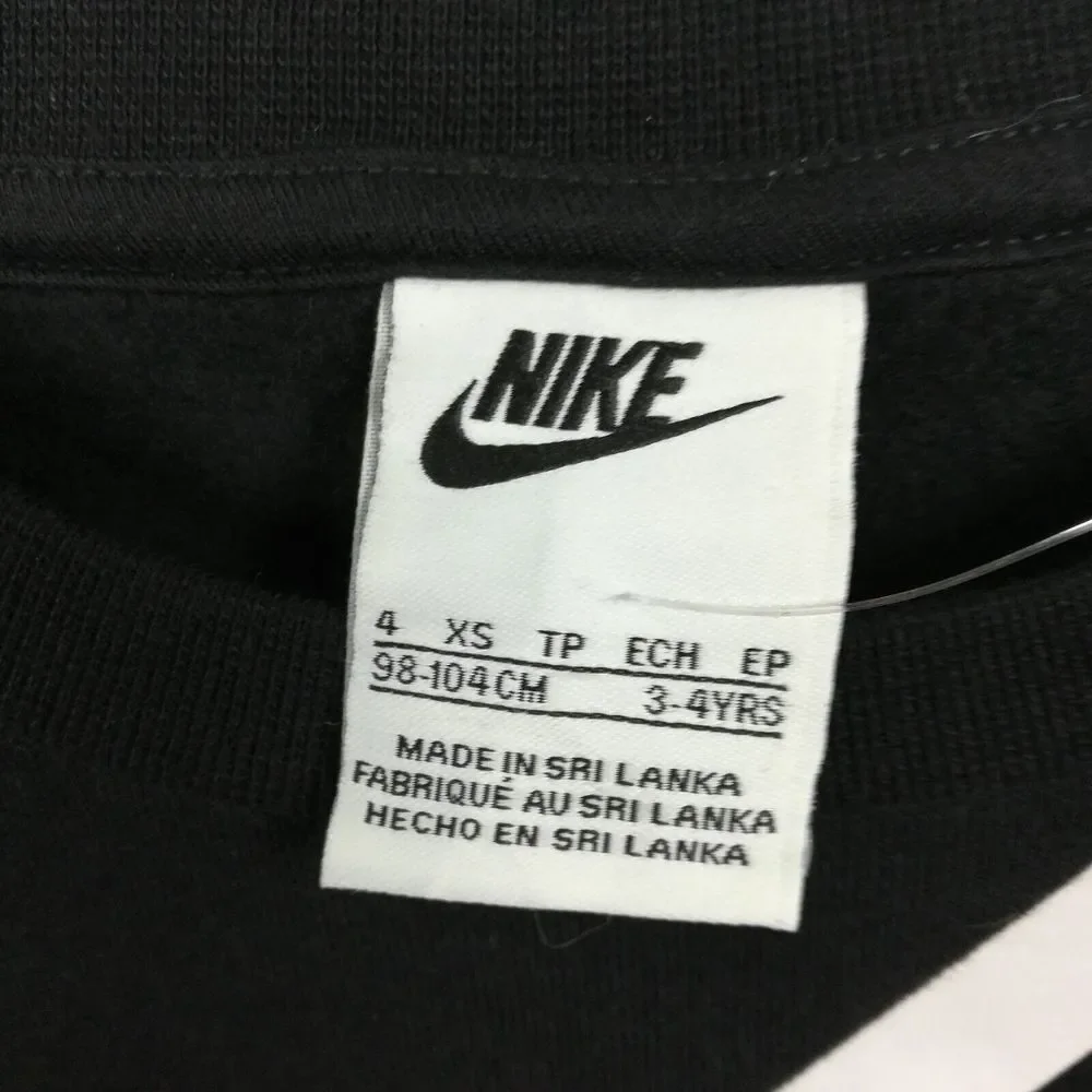 Nike Boys Sweatshirt Swoosh Big Logo Black‎ Crew Neck Screenprint 4 New